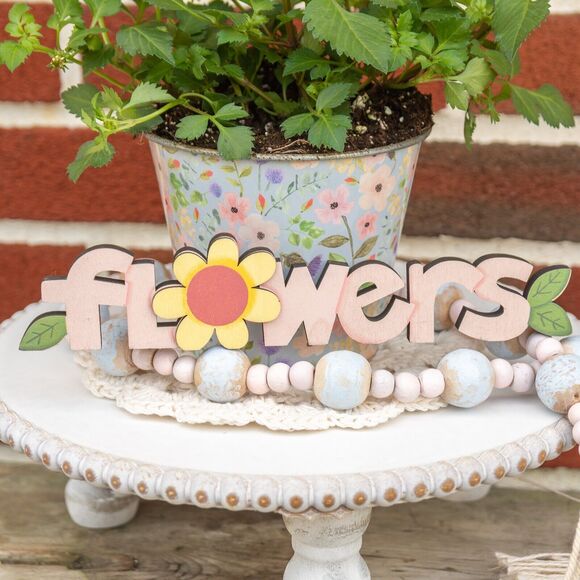 Pink FLOWERS Wooden Cutout Home Decorations Spring Decor Posey Garden Springtime - Picture 1 of 2